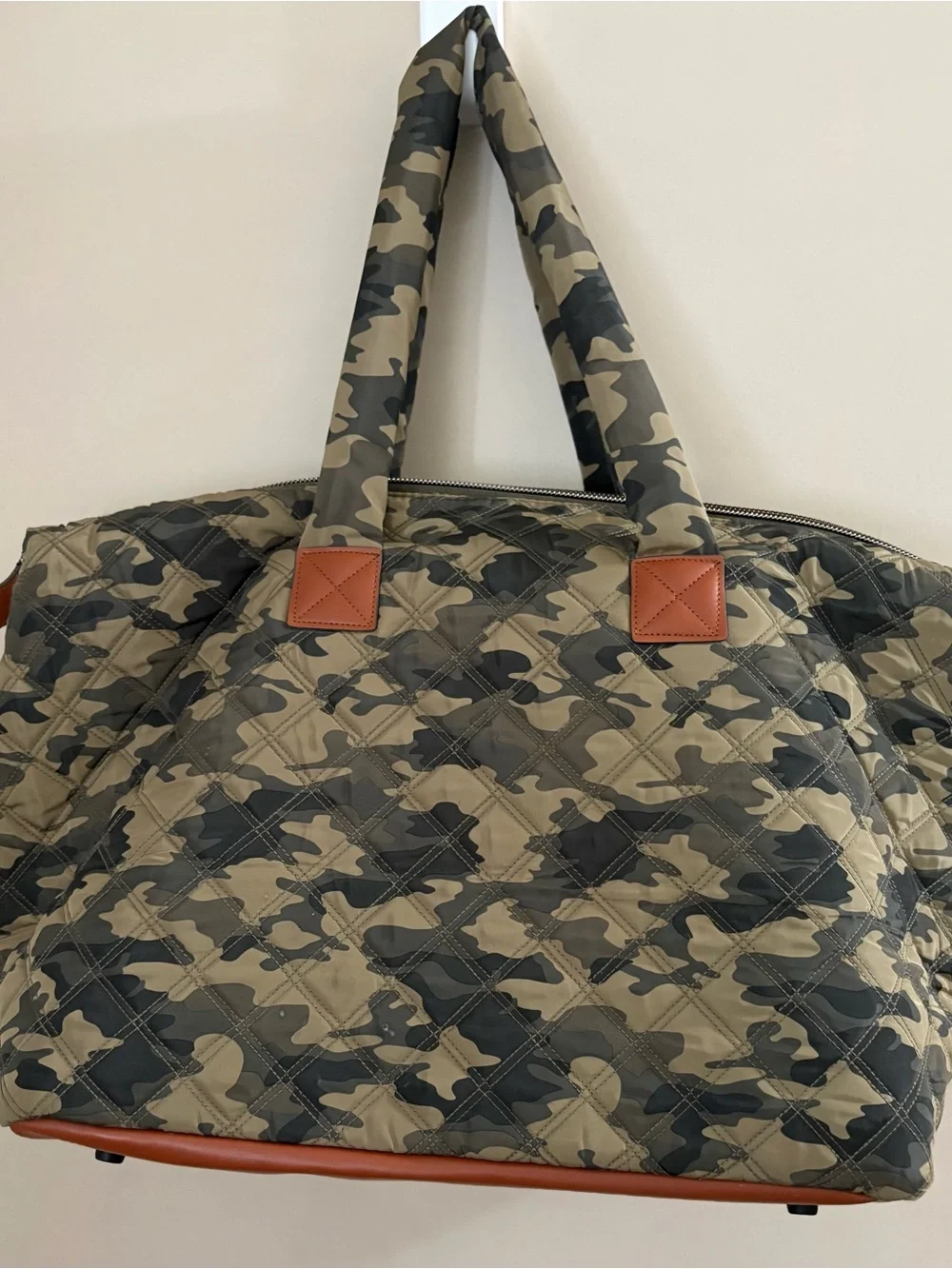 Joan & David Quilted Camo Nylon Weekender Travel Bag Large Tote w/Clear Pouch